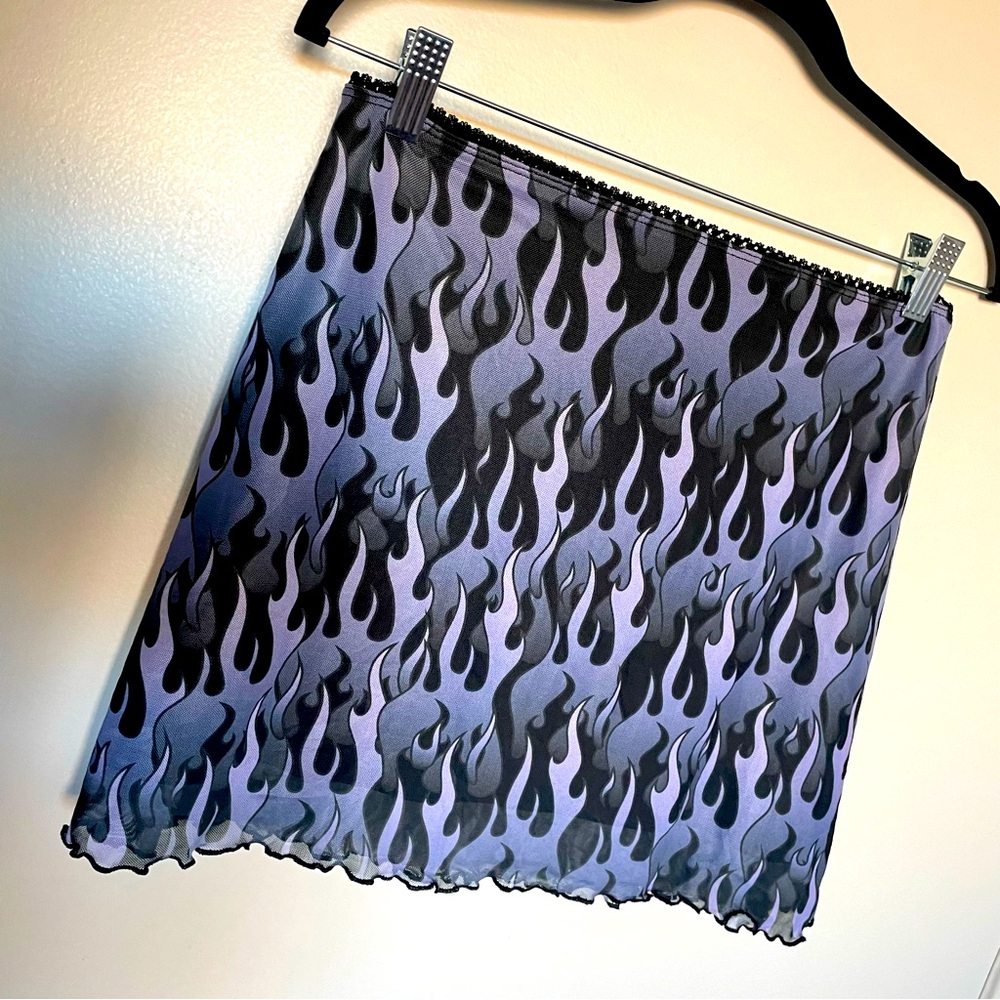 horoscopez flame raglan mesh skirt with lettuce trim purple flames alternative